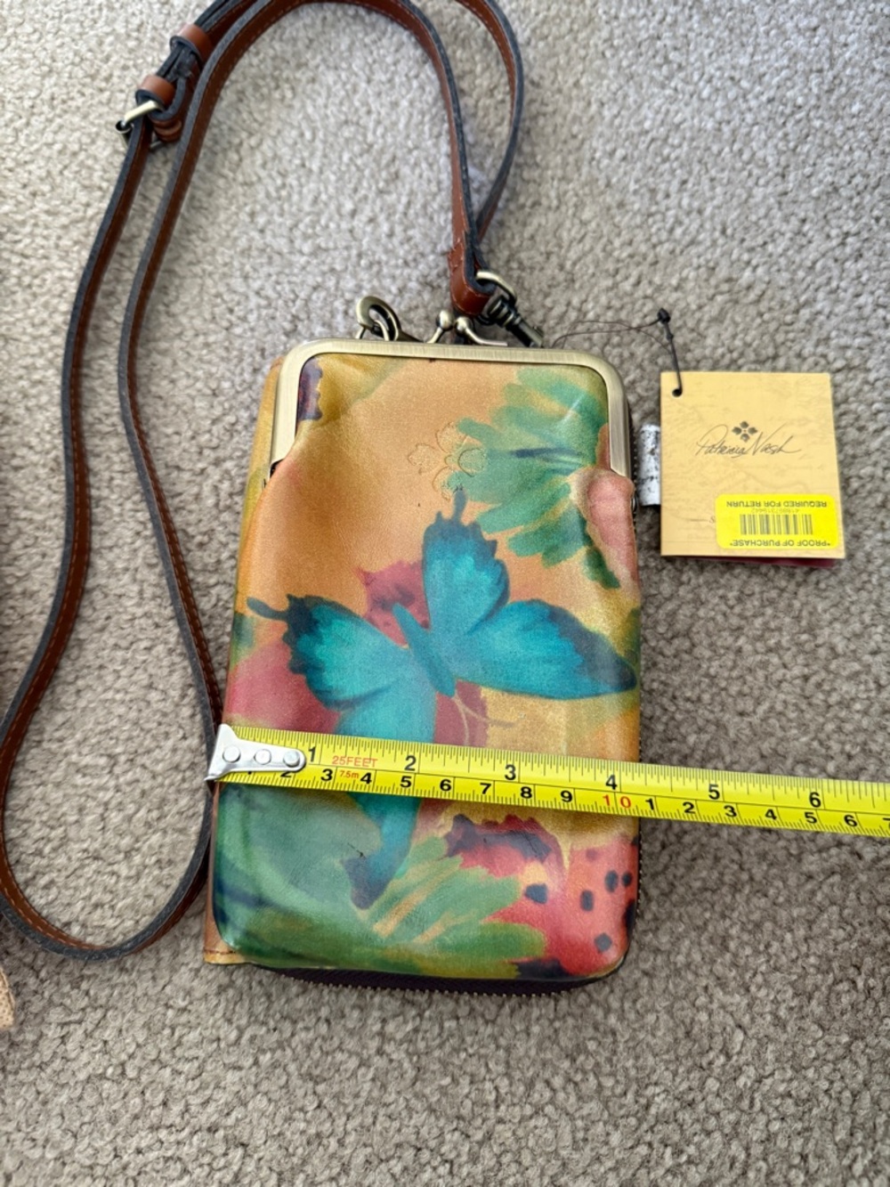 NWT Patricia Nash Golden Multi Butterfly Crossbody Phone Bag - Picture 4 of 7